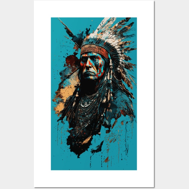 Native American Warrior V3 Wall Art by Peter Awax